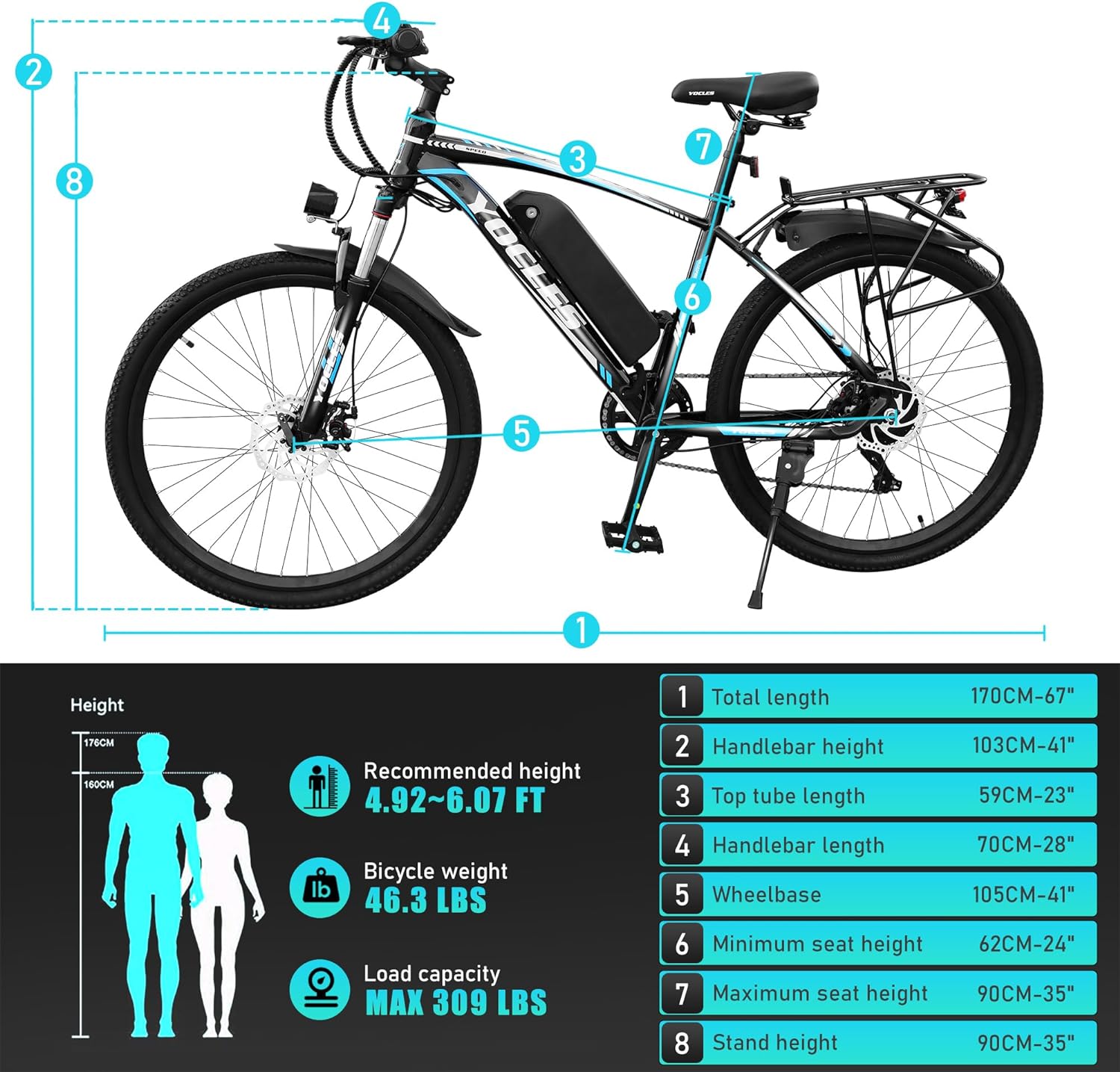 STORE SHOWCASE BLACK/WHITE PIONEER YOCLES ELECTRIC BIKE 26‘’ ELECTRIC BIKE 350W 1.95 TYRE UK STOCK Second-hand price