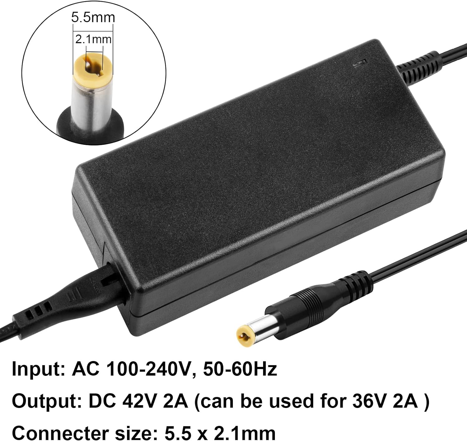 SOODOO YOCLES  42V 36V 2A Electric Bike Battery Charger for 36V 2A 10S Li-on Battery E-bike Electric Scooter Power Supply DC 5.5mm x 2.1mm