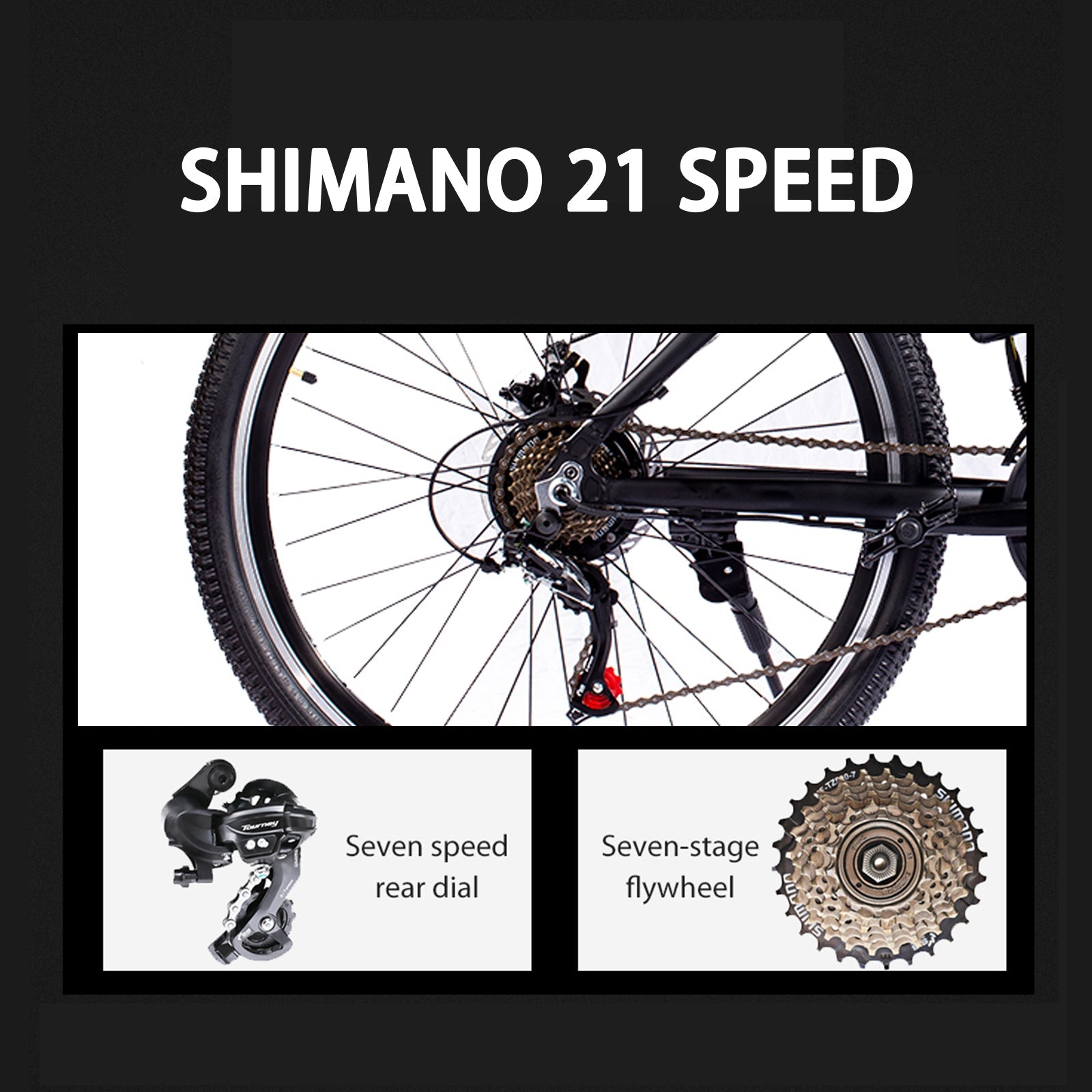 Triclicks Electric Bike 26 Inch Aluminum Alloy Mountain E-Bike 250W 1.95 Tire 48V 10AH Lithium Battery Ebike