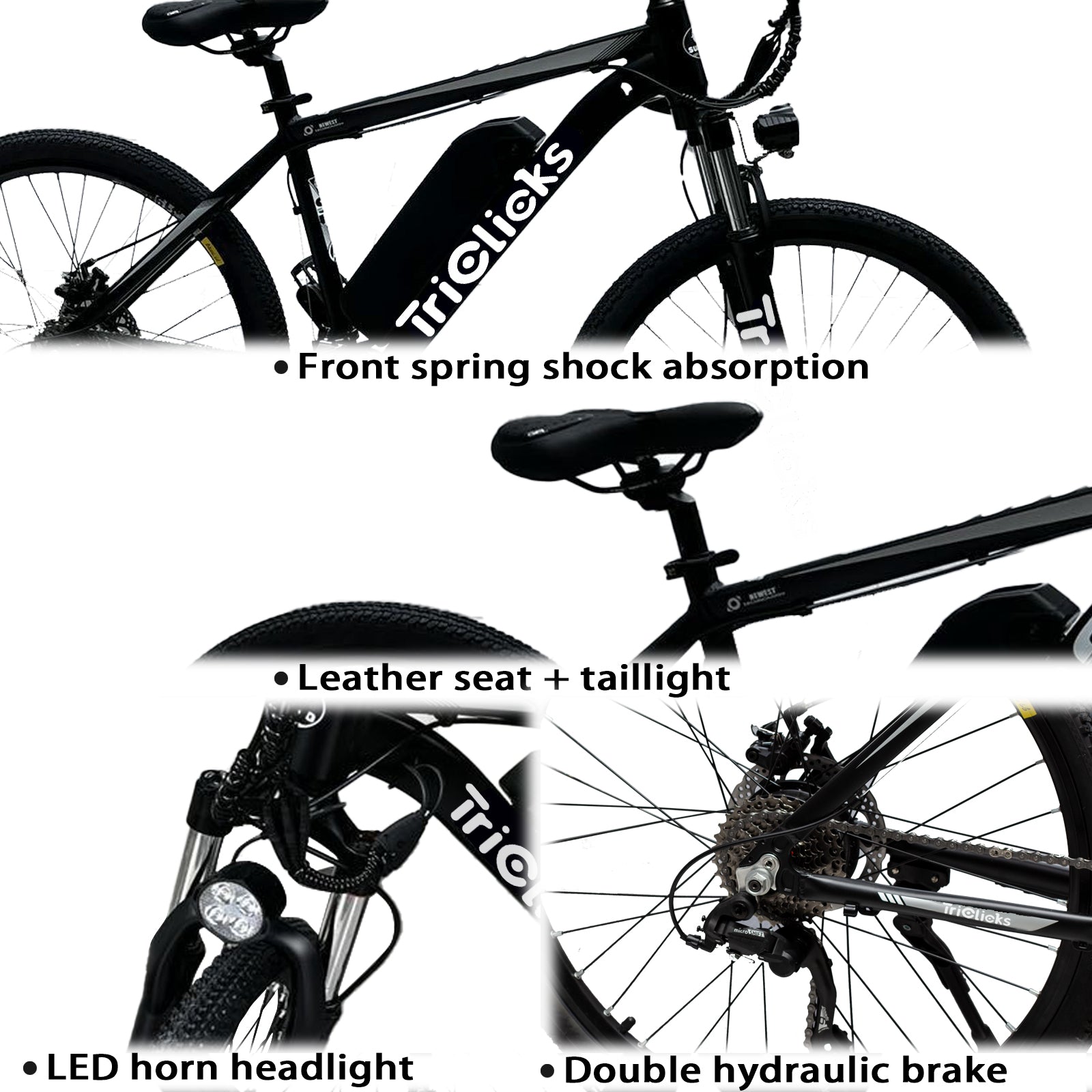 Triclicks Electric Bike 26 Inch Aluminum Alloy Mountain E-Bike 1.95 Tires 36V 13AH Lithium Battery Ebike-2022